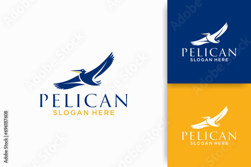 Pelican logo design, Silhouette Pelicans bird logos simple concept, Pelican Wings Bird Flying Tour Travel Wildlife Logo