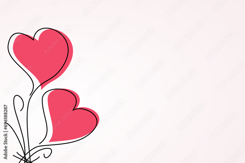 Valentine's day background free copy space area, with hand drawn 2 heart icons. design for banner, greeting card, poster, social media. love theme vector