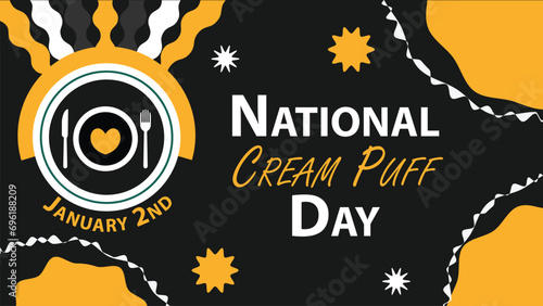 National Cream Puff Day vector banner design. Happy National Cream Puff Day modern minimal graphic poster illustration.