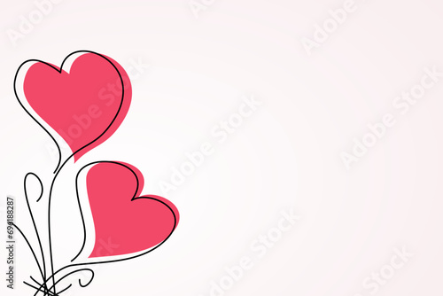 Valentine's day background free copy space area, with hand drawn 2 heart icons. design for banner, greeting card, poster, social media. love theme vector