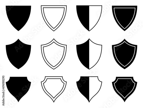 shield icon collection. simple flat vector isolated on white background. design for app, web