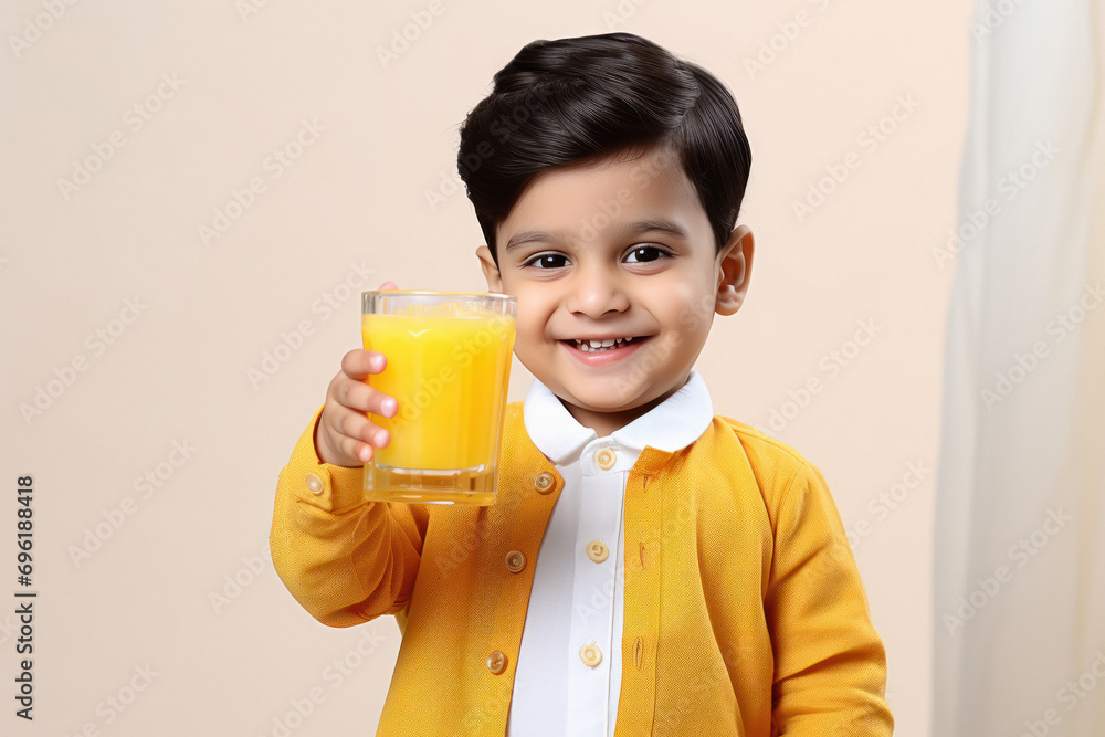 cute little boy holding glass with fruit juice cute little boy holding glass with fruit juice