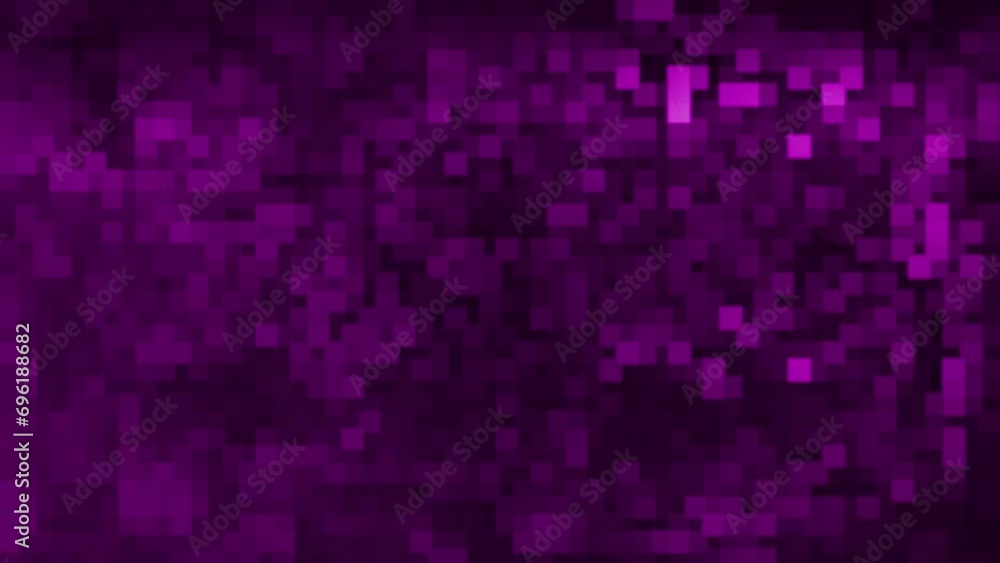 Abstract pixelated background randomly changing the colors of pixels and squares in different shades of purple. Animated digital background for vertical and horizontal use. Abstract pixelated background randomly changing the colors of pixels and squares in different shades of purple. Animated digital background for vertical and horizontal use.