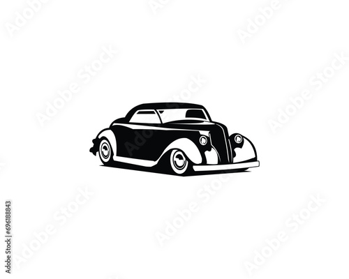 vintage car 1932. vector silhouette. isolated white background shown from the front. best for logos  badges  emblems.