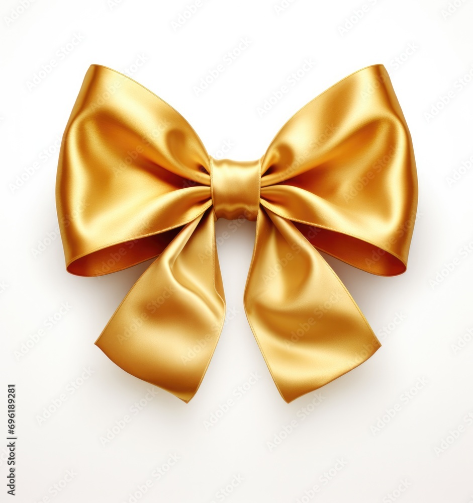 golden bow on white background