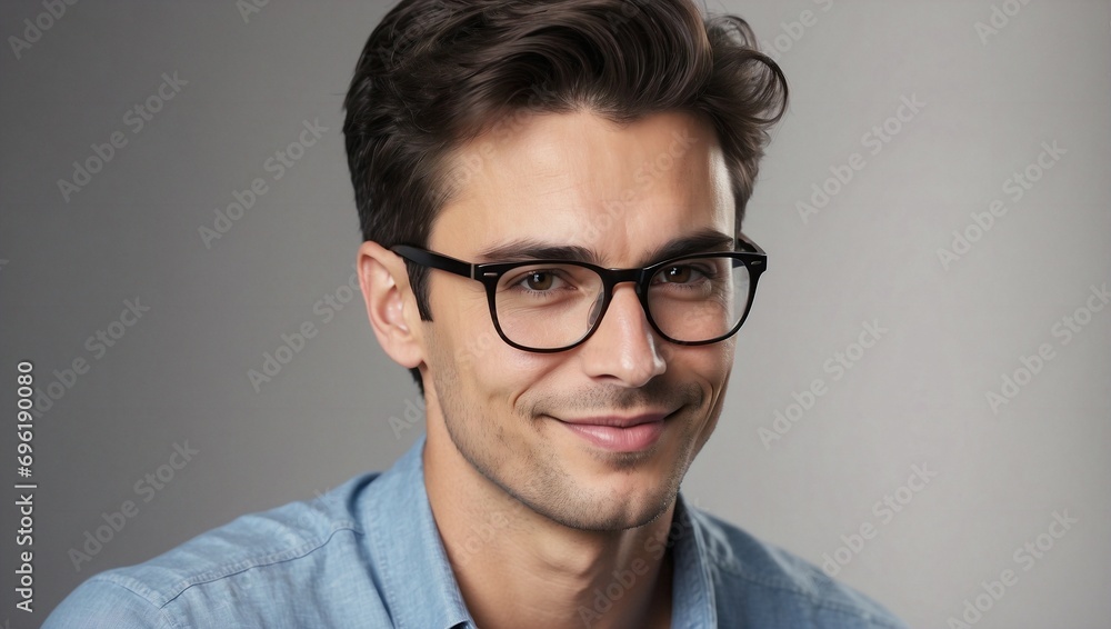 Young Man in Glasses and Urban Setting. Generative AI