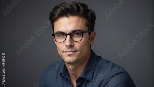 Young Man in Glasses and Urban Setting. Generative AI