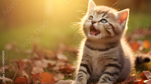 Cute American Shorthair kitten. Generative AI illustration  photo