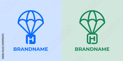 Initial H Airdrop Logo Set, great for business related to Airdrop or parachutes with H initial