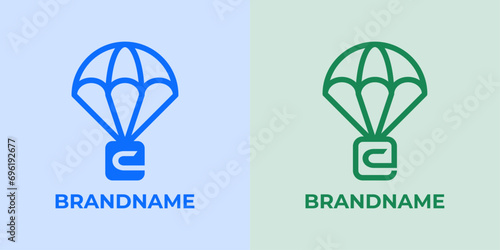 Initial C Airdrop Logo Set, great for business related to Airdrop or parachutes with C initial