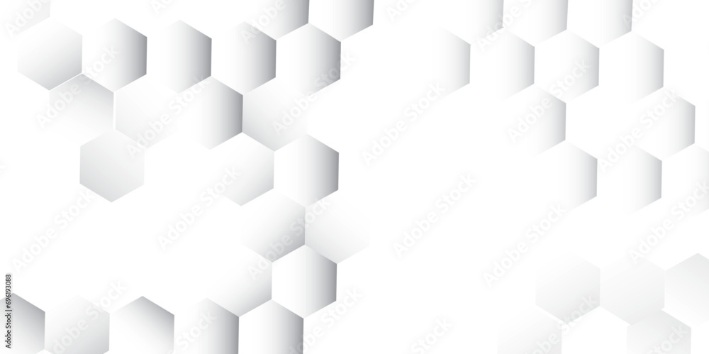 Abstract white and gray hexagonal honeycomb pattern background. hexagon concept design abstract technology background vector. 3d honeycomb paper texture gray copy space, Wallpaper for text. Abstract white and gray hexagonal honeycomb pattern background. hexagon concept design abstract technology background vector. 3d honeycomb paper texture gray copy space, Wallpaper for text.