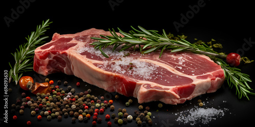 Variety of raw black angus prime meat steaks Carnivore's Delight Assorted Raw Black Angus Prime Meat Steaks 