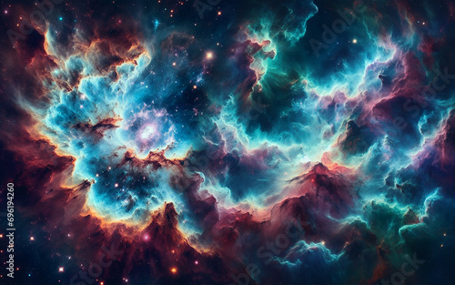 Nebula, deep space and galaxies Clouds of gas and smoke in space starry universe © nana