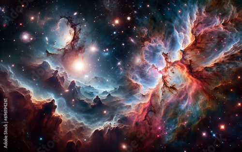 Nebula, deep space and galaxies Clouds of gas and smoke in space starry universe photo