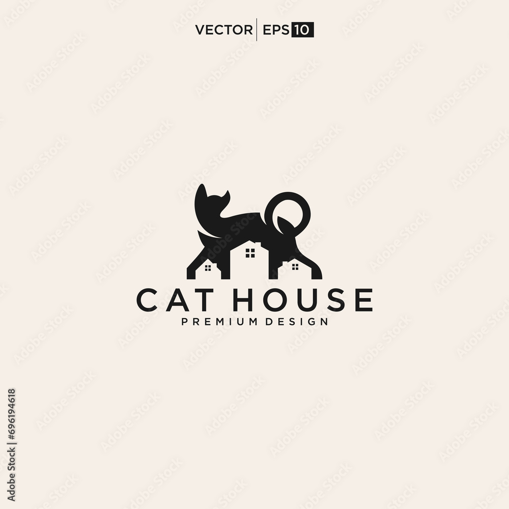 cat house logo. vector logo for pet shop