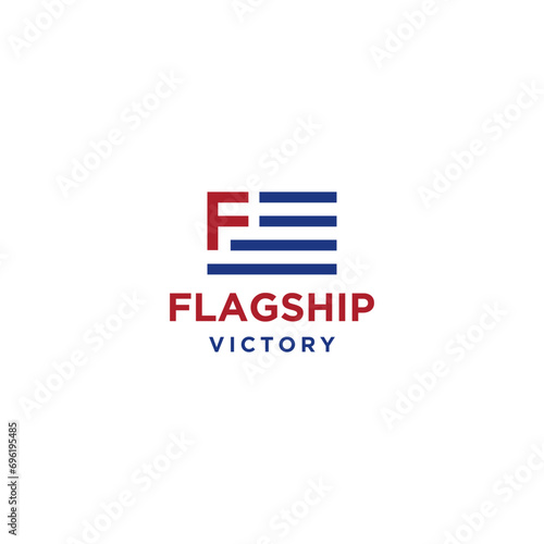 letter F usa flag patriotism logo design vector