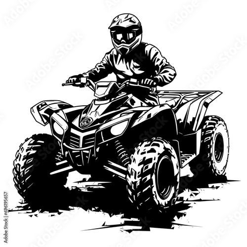 Quad bike rider, vector illustration.