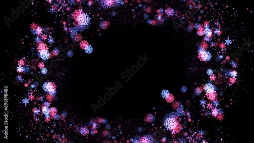 Blue and Pink snowflakes with particles animated on Transparent background v07 photo