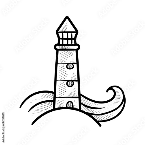 lighthouse tower handdrawn illustration