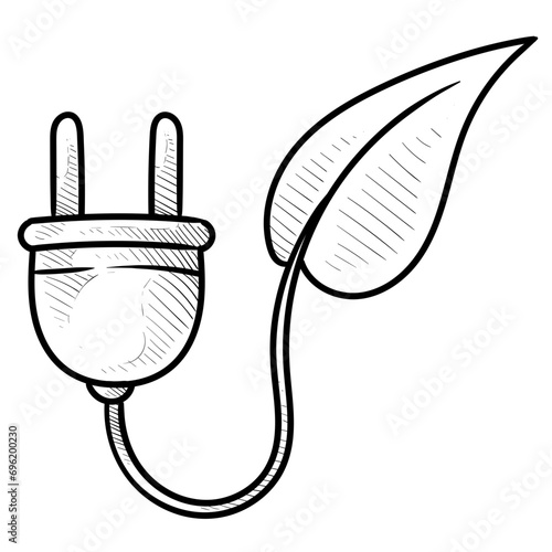 eco plug in handdrawn illustration