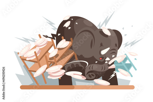 Elephant breaks utensils