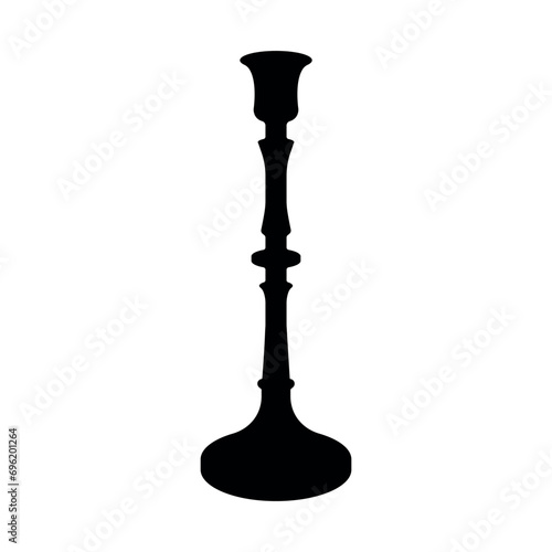 Vector illustration of a candlestick on a white isolated background. Lamp post. Vectical silhouette. Renaissance, Rococo. Element for composition
