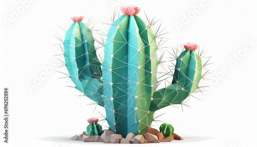 Cactus Lowpoly art . AI generation.