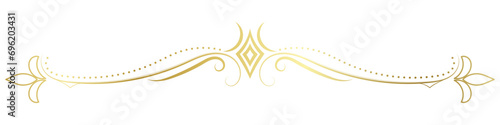 Vintage golden lines floral divider line border border.