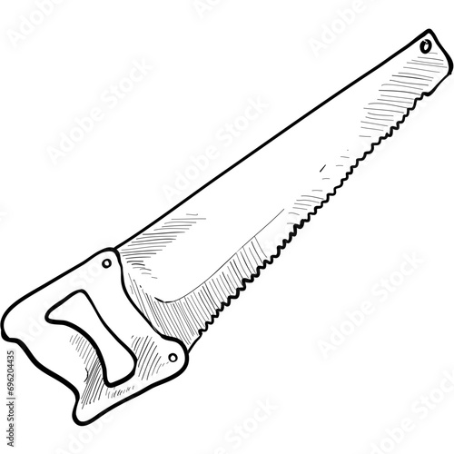garden saw handdrawn illustration