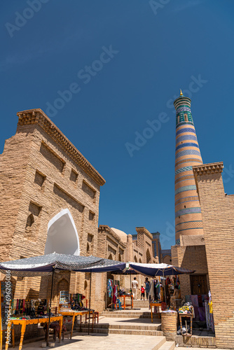 Historic architecture of Itchan Kala, walled town of city of Khiva, Uzbekistan