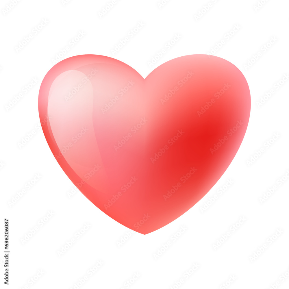 Vector glossy heart illustration on white background