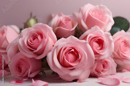 Pink Rose flowers on white background 