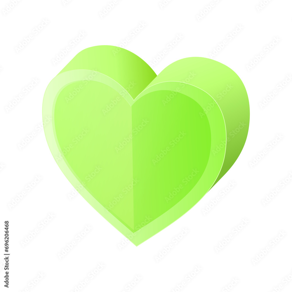 Vector green valentine heart icon isometric of red valentine heart vector Vector green valentine heart icon isometric of red valentine heart vector