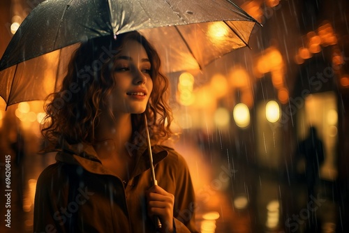 Rainy Serenity Umbrella Scene © AIstudio1