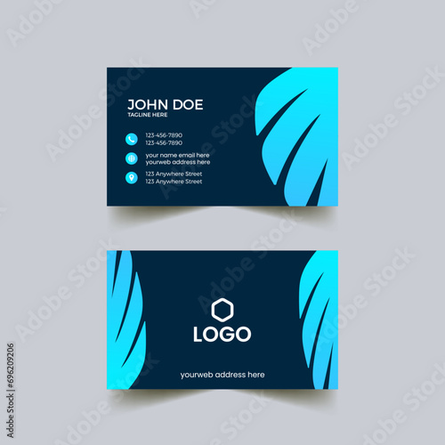 Minimalist business card template. Minimalist business card template. Clean blue business card with wave shape

