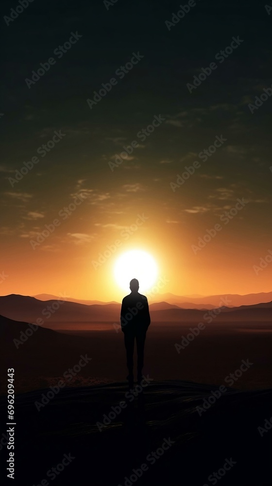 silhouette of a person standing on sunset