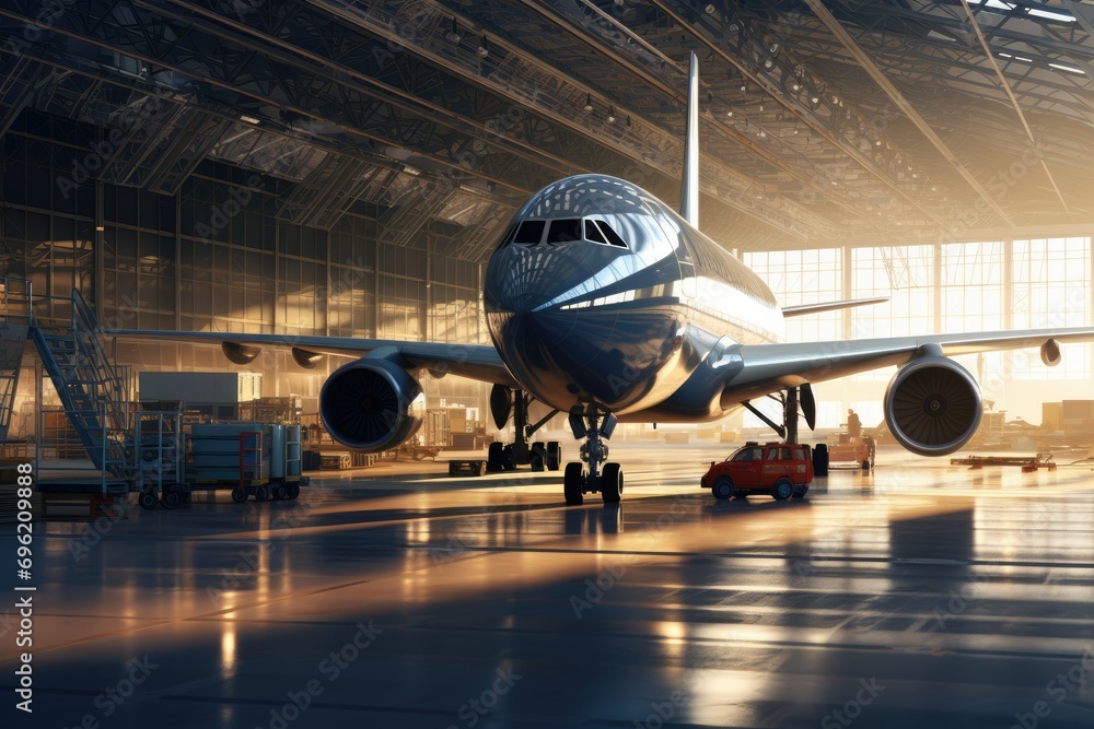 Airplane in the cargo terminal Ai generated Airplane in the cargo terminal Ai generated