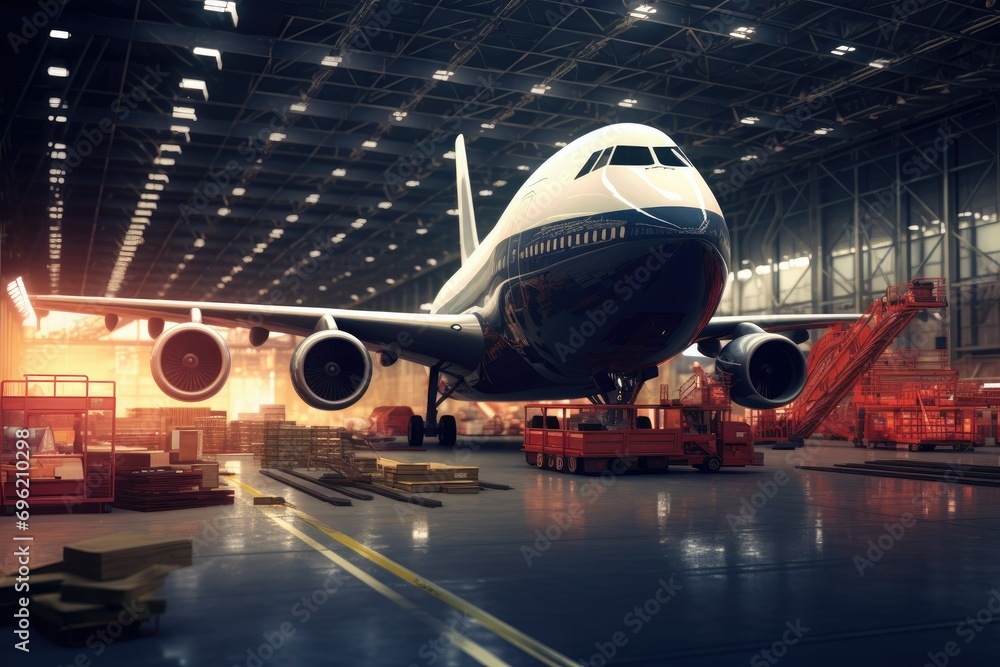 Airplane in the cargo terminal Ai generated Airplane in the cargo terminal Ai generated