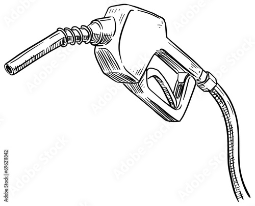 petrol nozzle handdrawn illustration