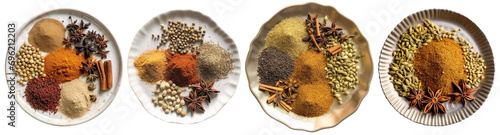 Top view of plates with Panch Phoron spice photo