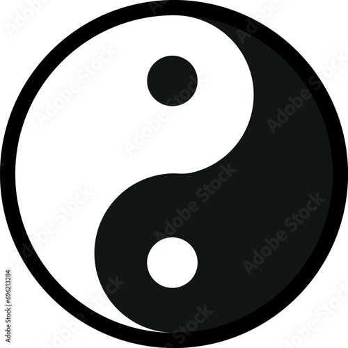 Yin-yang sign icon in black and white. Element for print, postcard and poster, website, embroidery, laser cutting, data transfer. Vector illustration