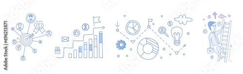Leadership and Success Hand Drawn Doodle Style Element Vector Set