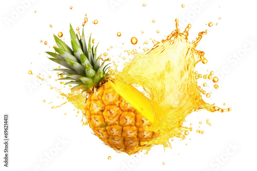Pineapple Juice Splash Isolated On Transparent Background