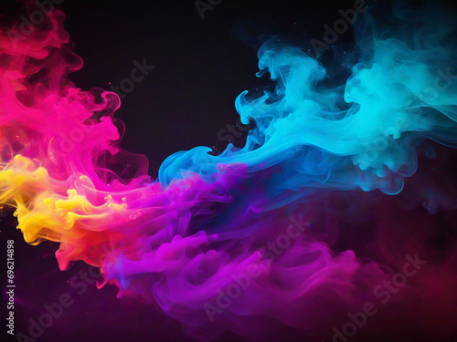 Rectangular neon colorful smoke background