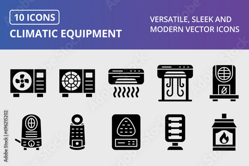 Climatic Equipment Glyph Icons Set
