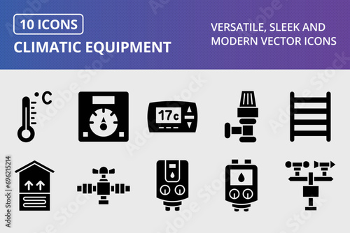 Climatic Equipment Glyph Icons Set