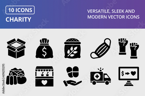 Charity Glyph Icons Set