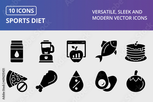 Sports Diet Glyph Icons Set