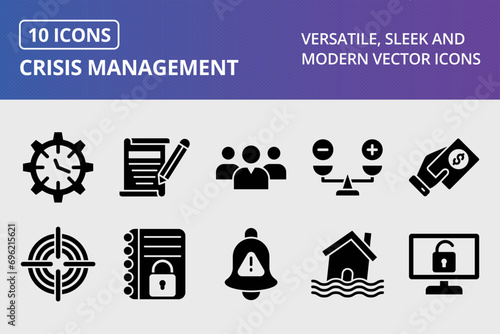 Crisis Management Glyph Icons Set
