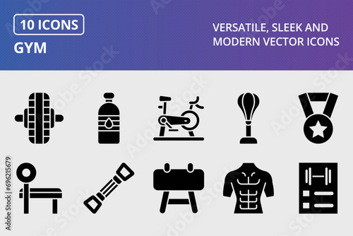 Gym Glyph Icons Set
